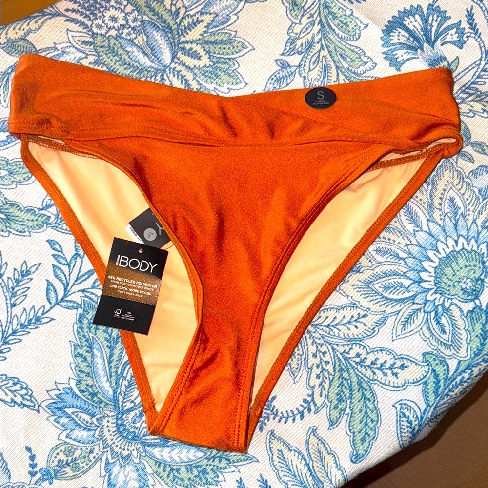 Orange Matte Bikini Swim Bottom